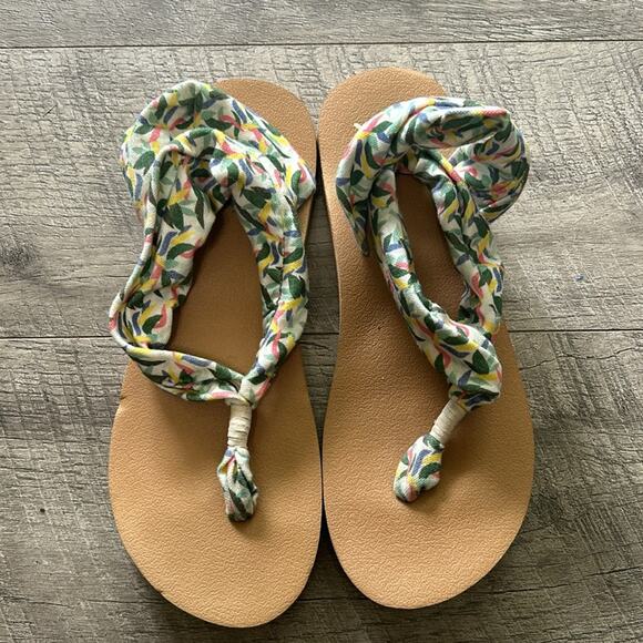 Sanuk #1124156 Sling Soft Top Floral Spring Sandal Women Size  8 green - Picture 9 of 10